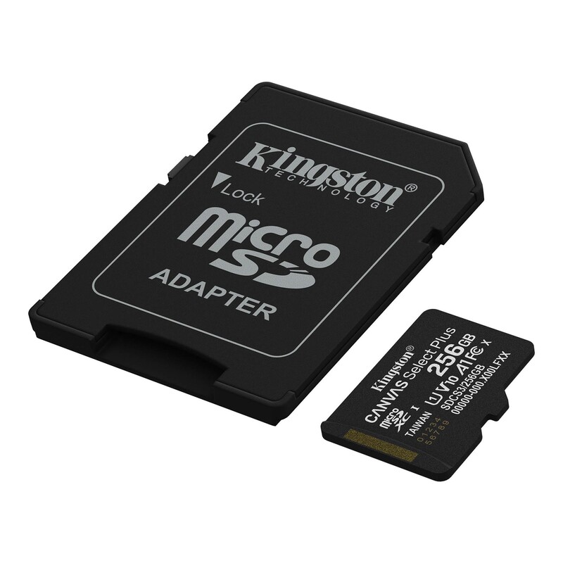 Карта памяти MicroSDXC 256GB UHS-I Class 10 Kingston Canvas Select Plus R150MB/s + SD-адаптер (SDCS3/256GB)