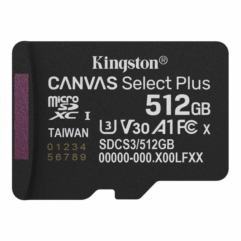 Карта пам`яті MicroSDXC 512GB UHS-I Class 10 Kingston Canvas Select Plus R150MB/s (SDCS3/512GBSP)