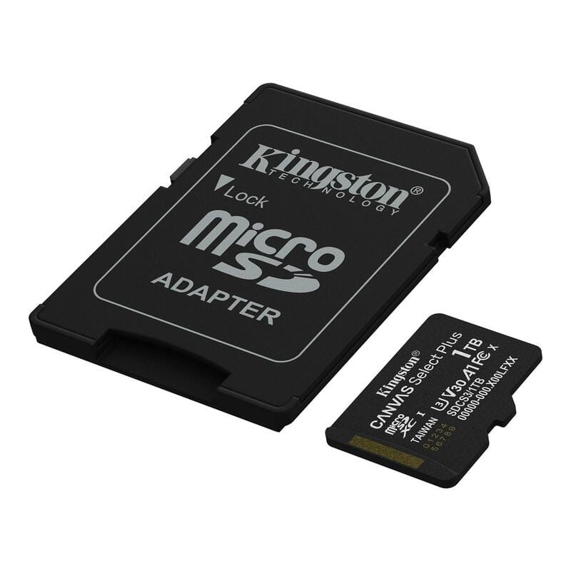 Карта памяти MicroSDXC 1TB UHS-I Class 10 Kingston Canvas Select Plus R150MB/s + SD адаптер (SDCS3/1TB)
