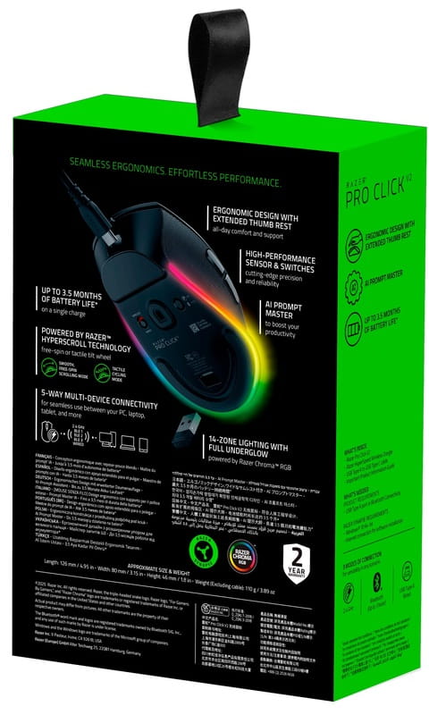 Мышь беспроводная Razer Pro Click V2 Black (RZ01-03900100-R3M1)