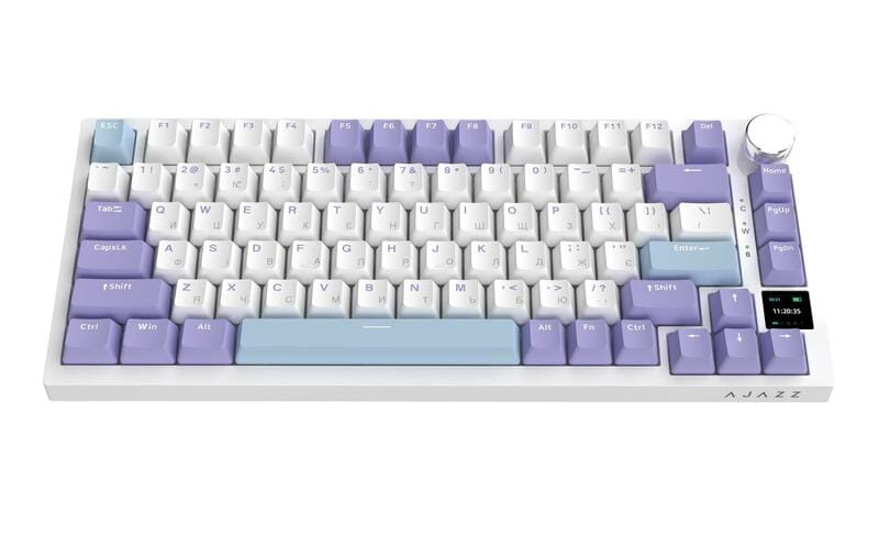 Клавіатура бездротова Ajazz AK820 Pro Flying Fish Switch Purple RGB With Screen (AK820PRO-FF-PWB)