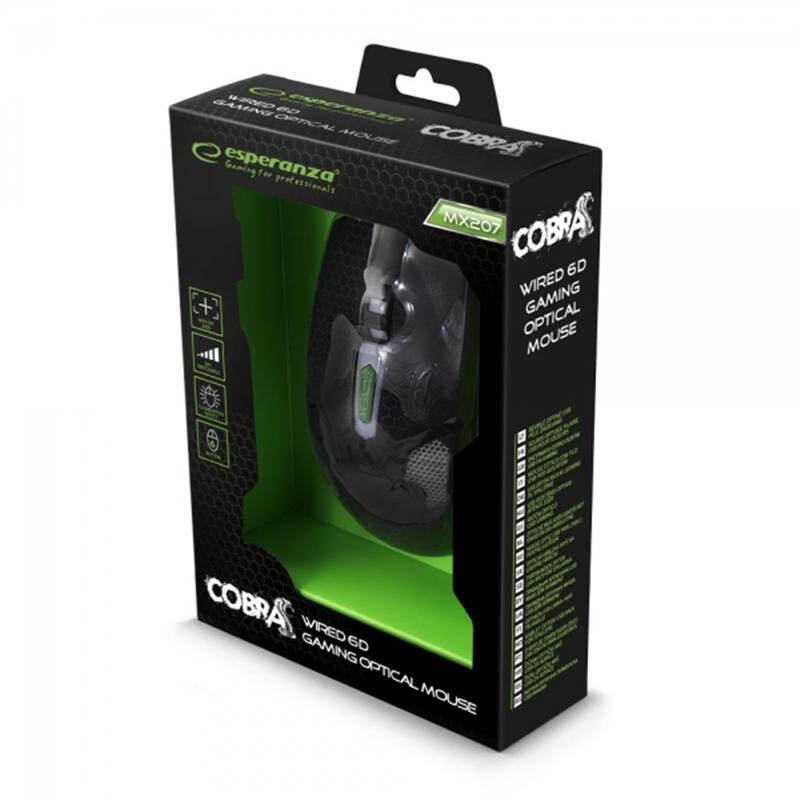 Мишка Esperanza EGM207G Cobra Black/Green USB