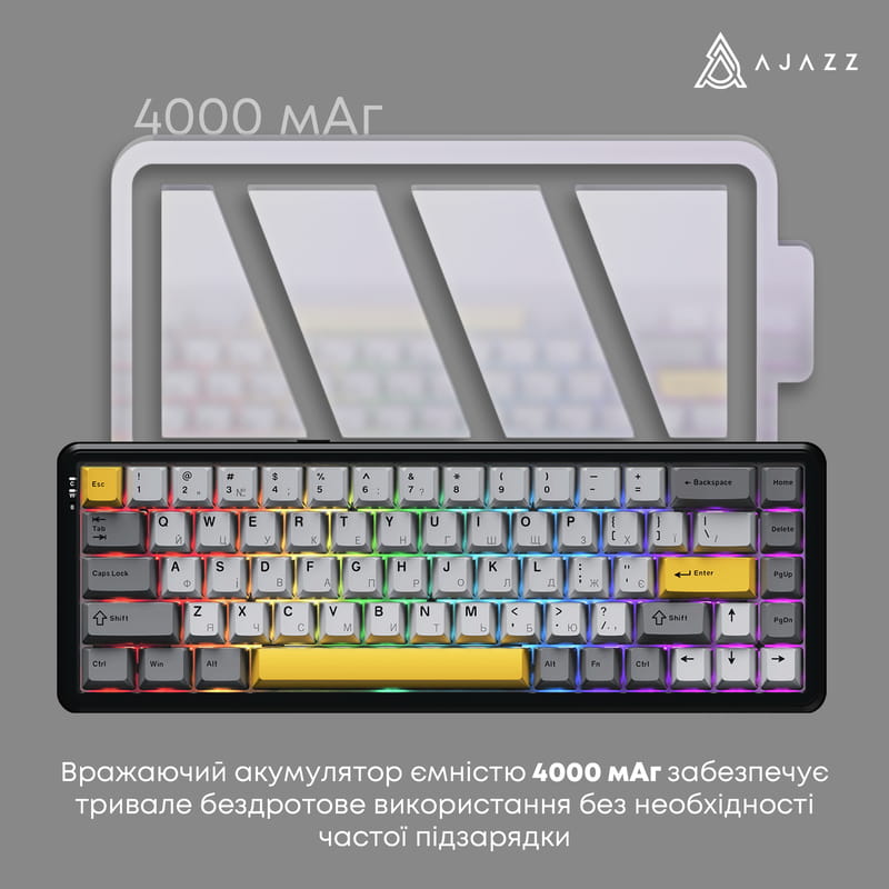 Клавіатура бездротова Ajazz AK680 Max (8+8K) Magnetic Switch Black (AK680-M-BGY-A)