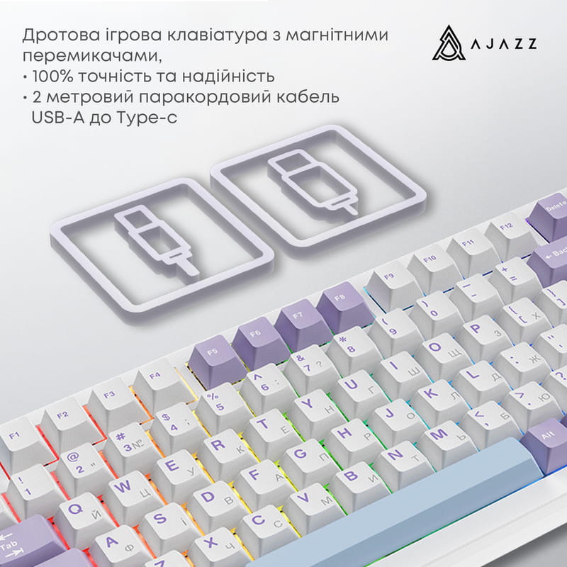 Клавіатура Ajazz AK820 Max Magnetic Switch White (AK820MAX-WM-PWB)