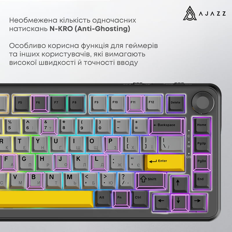 Клавіатура Ajazz AK820 Max Magnetic Switch Black (AK820MAX-WM-BGY)