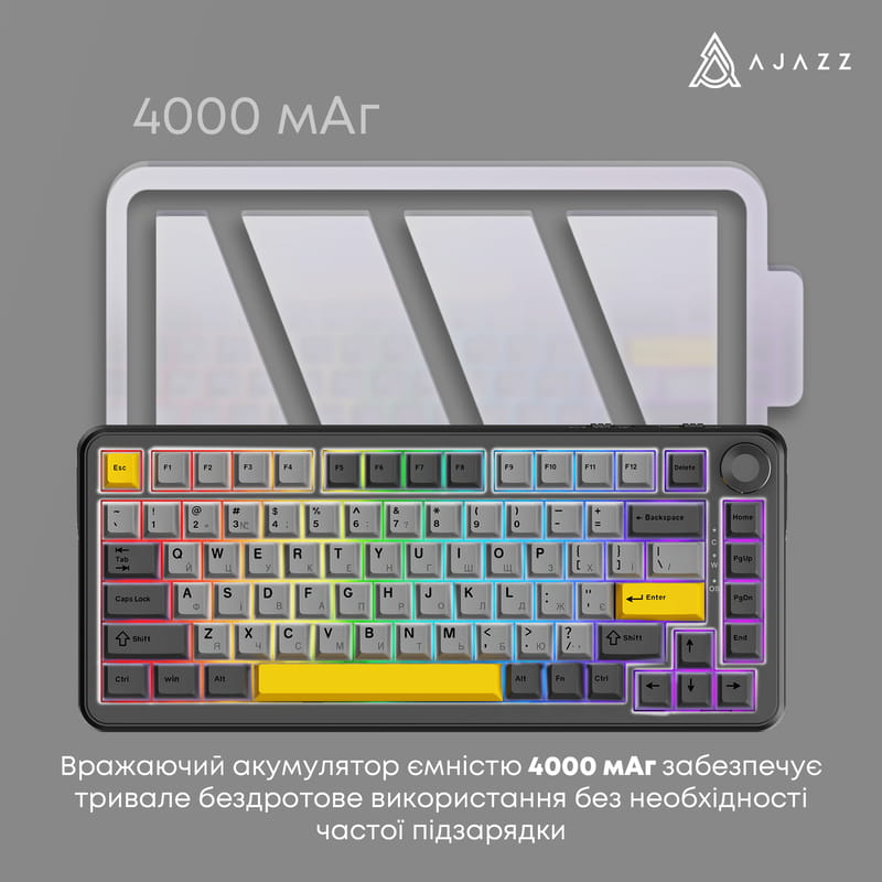 Клавиатура беспроводная Ajazz AK820 Max Plus Day Dream Switch Black (AK820MAX-DD-BGY)