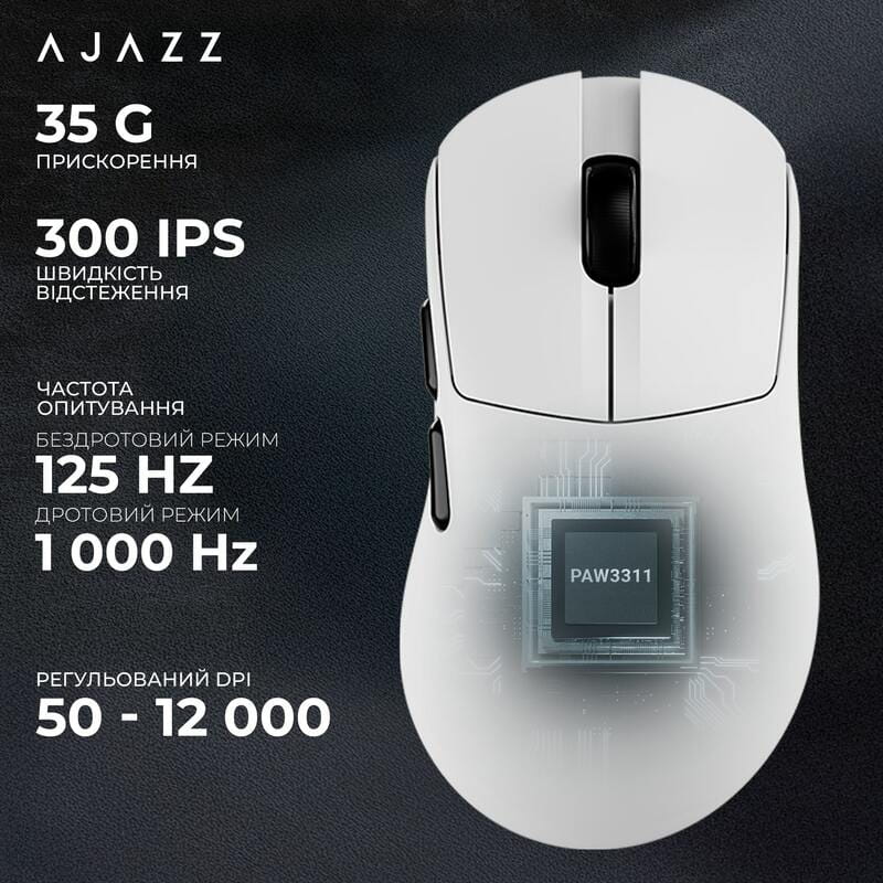 Мышь беспроводная Ajazz AJ179 V2 Max White (AJ179-V2-MAX-W)