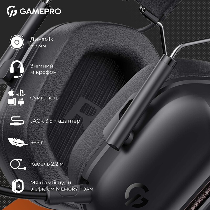 Гарнитура GamePro Genesis Hunter Black (HS1350B)