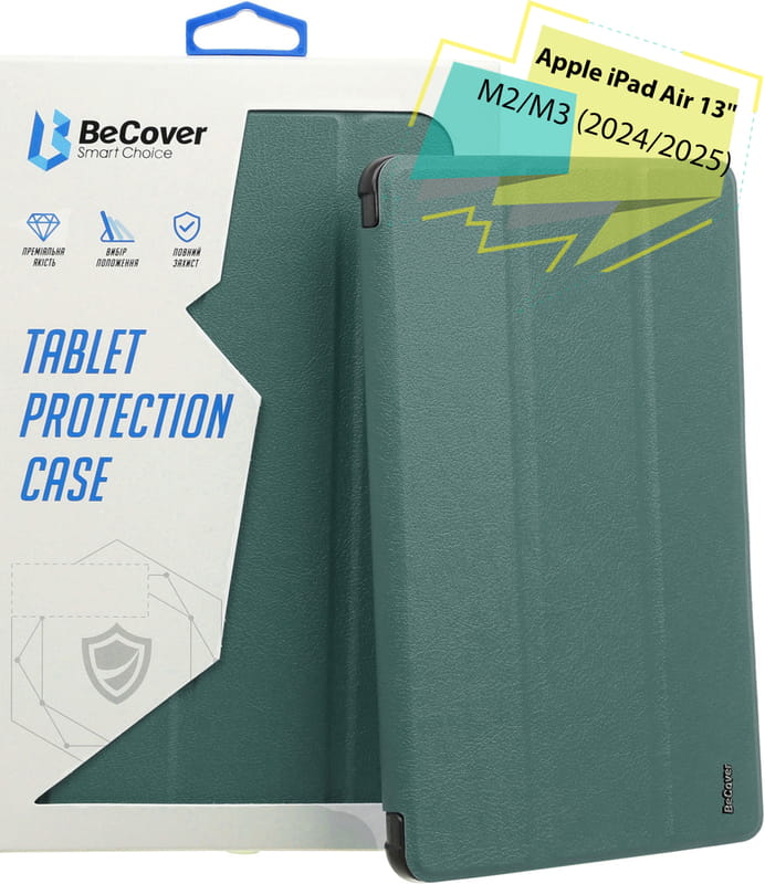 Чохол BeCover Tri Fold Soft TPU Silicone для Apple iPad Air 13" M2 2024 Dark Green (711470)