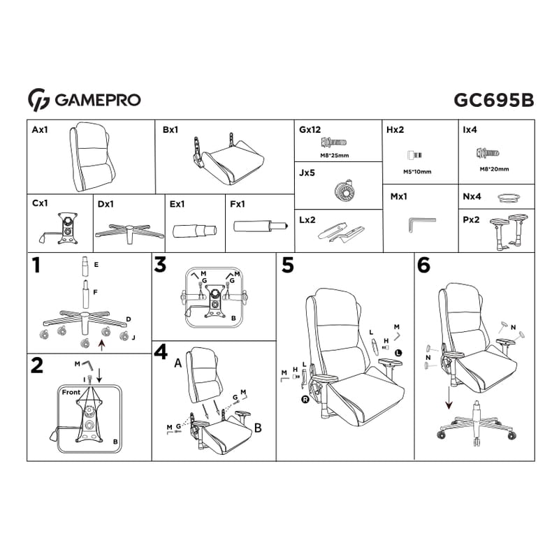 Крісло для геймерів GamePro GC695B Black