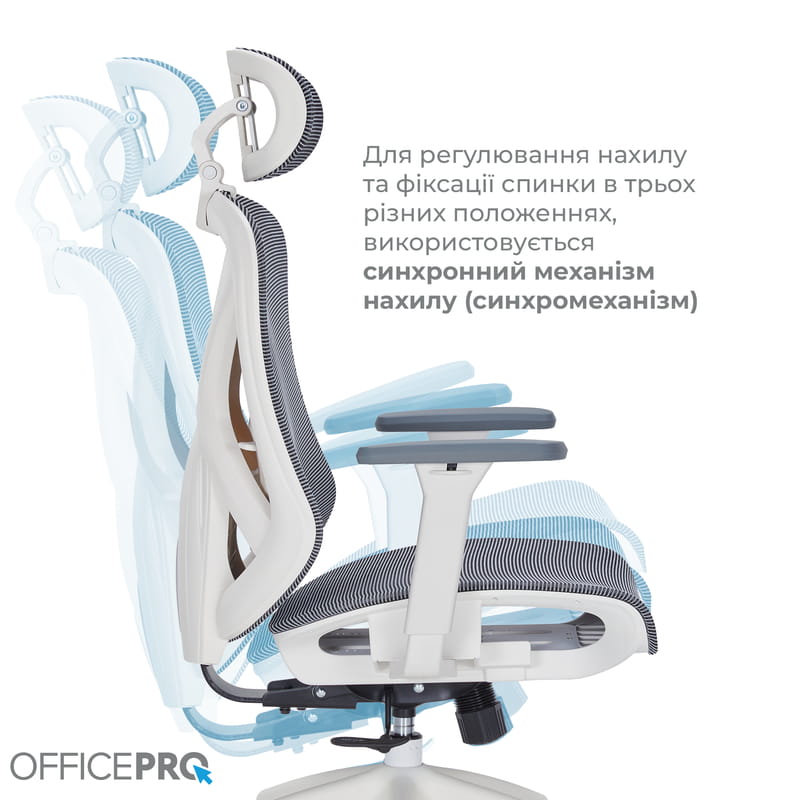 Крісло офісне OfficePro Atlas OC630-W-DG-DG White/Dark Gray