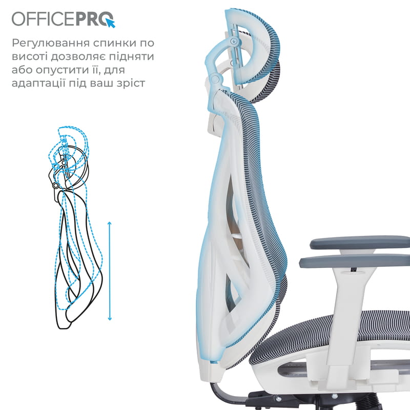 Крісло офісне OfficePro Atlas OC630-W-DG-DG White/Dark Gray