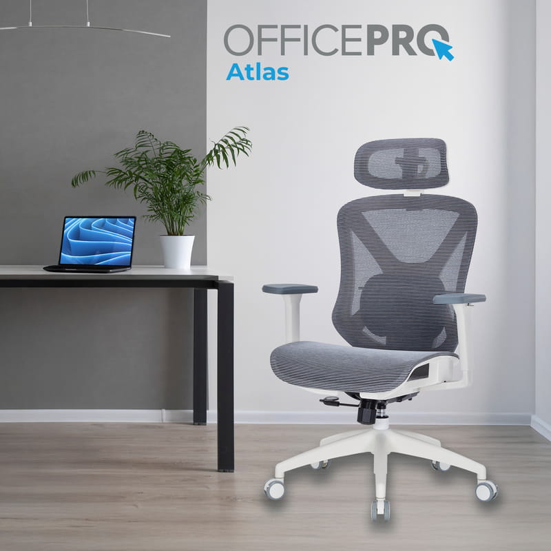 Крісло офісне OfficePro Atlas OC630-W-DG-DG White/Dark Gray