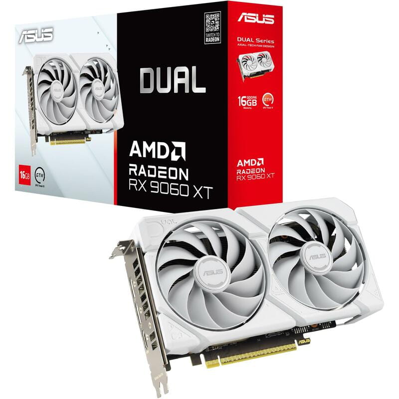 Відеокарта AMD Radeon RX 9060 XT 16GB GDDR6 Dual White Asus (DUAL-RX9060XT-16G-WHITE)