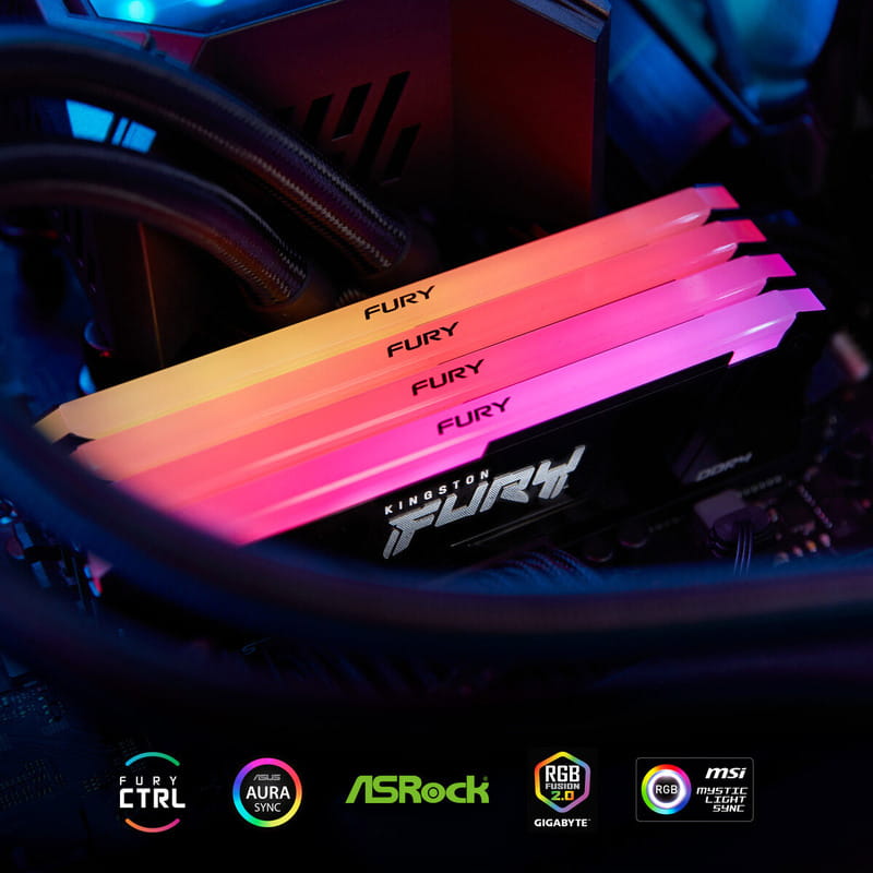 Модуль пам`яті DDR4 16GB/3200 Kingston Fury Beast RGB (KF432C16BB12A/16WP)