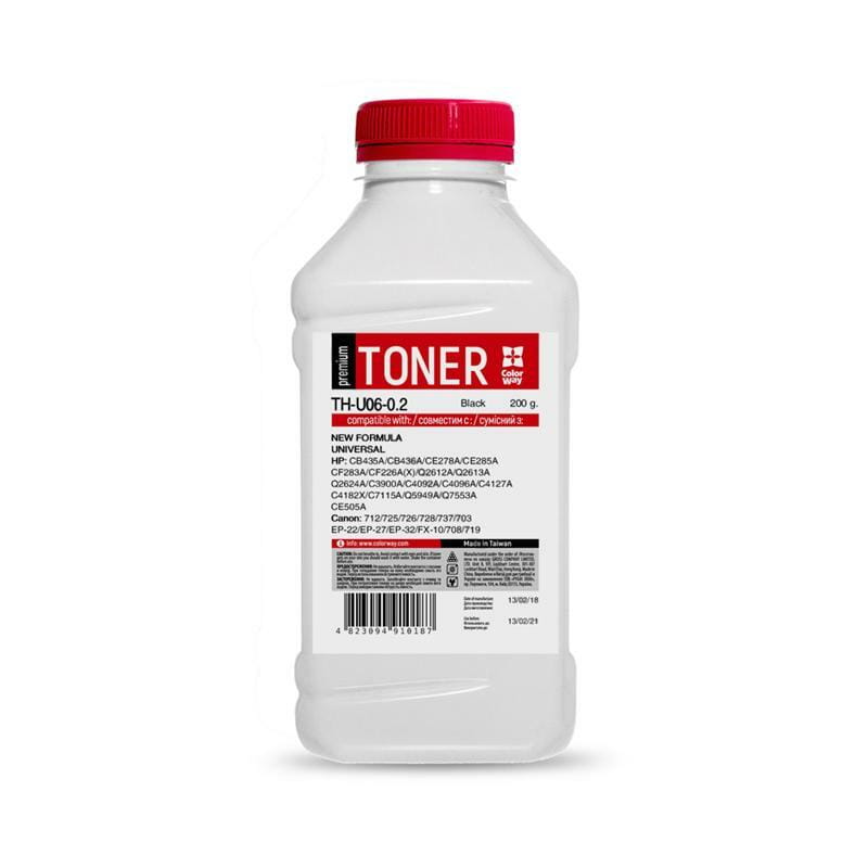 Тонер ColorWay (TH-U06-0.2) HP LJ 1005/2035/1010/M402/426 Premium, 200г