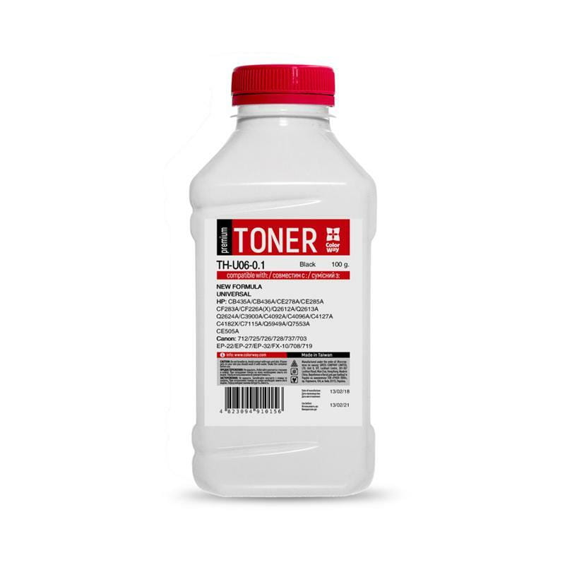 Тонер ColorWay (TH-U06-0.1) HP LJ 1005/2035/1010/M402/426 Premium, 100г