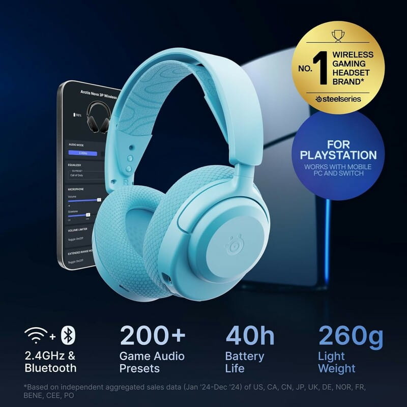Bluetooth-гарнітура SteelSeries Arctis Nova 3P Wireless Multi Platform Aqua (61688)