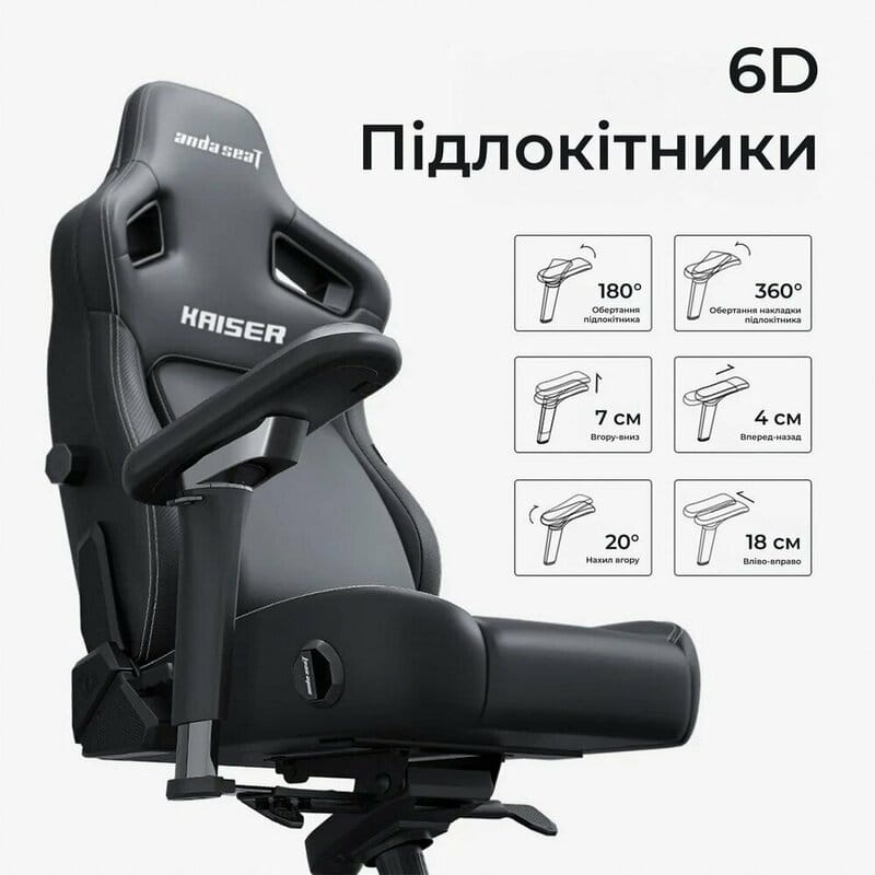 Кресло для геймеров Anda Seat Kaiser 4 V2 Size XL PVC Black (AD12YDDC-XLL-20-B-PV/C-03)
