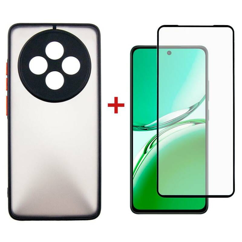 Чeхол-накладка Dengos Matte для Oppo Reno 12F 4G Black (DG-KM-157) + защитное стекло