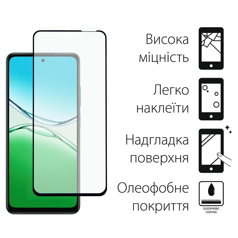 Защитное стекло Dengos для Oppo A5 Black Full Glue (TGFG-402)