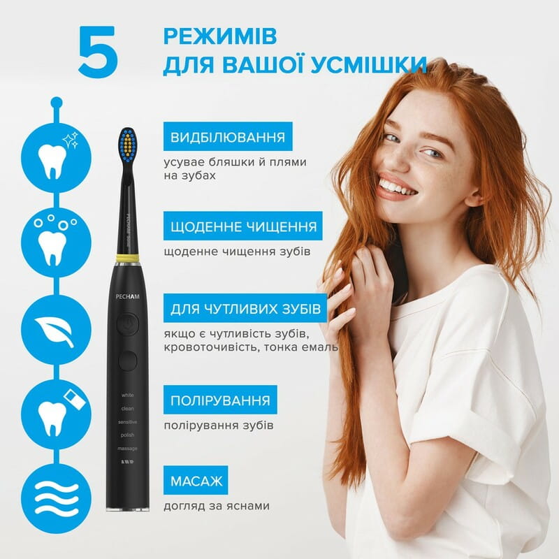 Електрична зубна щітка Pecham Travel PC-085 Black