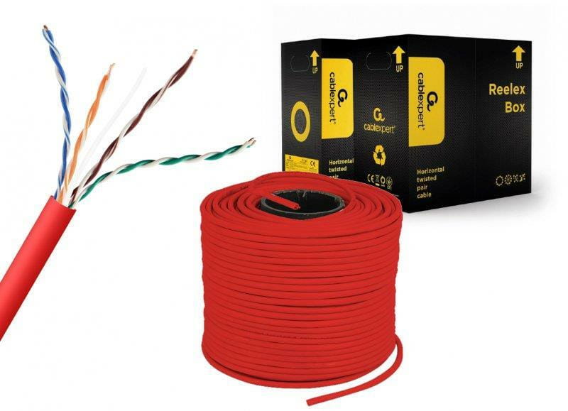 Кабель витая пара Cablexpert (UPC-5004E-SOL-R) CAT5e, алюминий под медью (CCA с AWG24), неэкранированный, красный, 305м