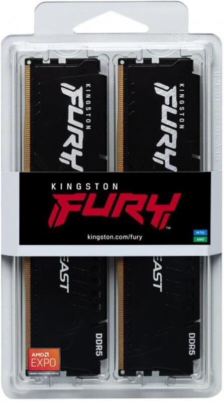 Модуль пам`яті DDR5 2x32GB/6000 Kingston Fury Beast Black (KF560C30BBEK2-64)