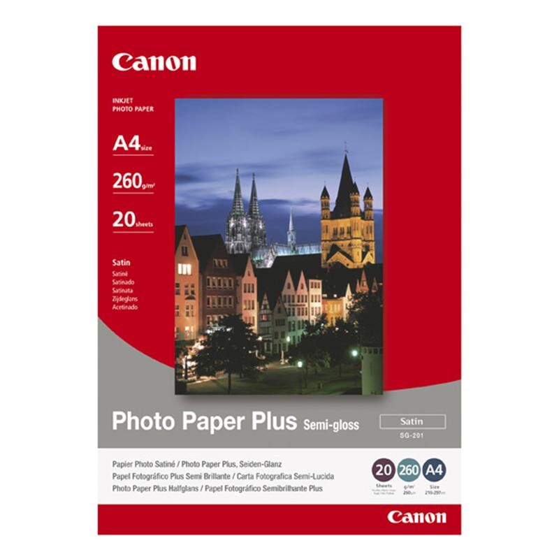 Фотобумага CANON (SG-201) Photo Paper Plus полуглянцевая 260г/м2 А4 20л (1686B021)