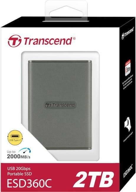 Накопичувач зовнішній SSD USB 3.2 Gen 2 Type-C 2TB Transcend ESD360C Grey (TS2TESD360C)