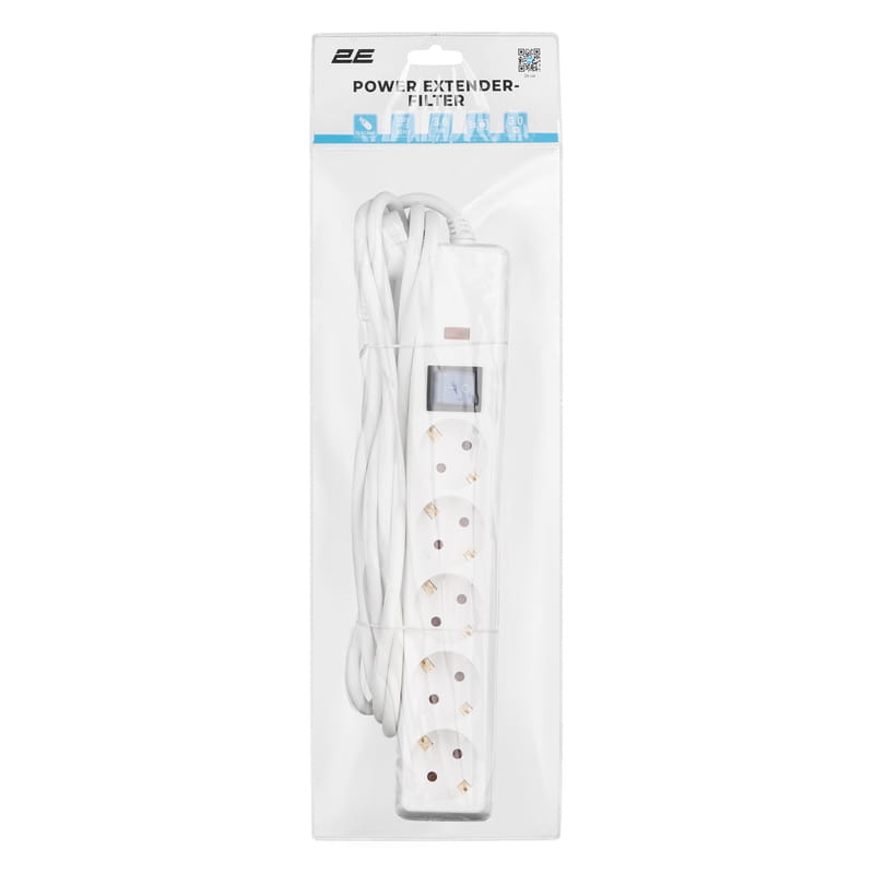 Мережевий фільтр 2E 5хSchuko, 3 м (2E-SP515OSM3WH)