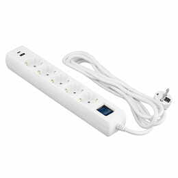 Сетевой фильтр 2E 5хSchuko, 1 х USB, 1 x USB-C, 3 м (2E-SP515M3USBWH)