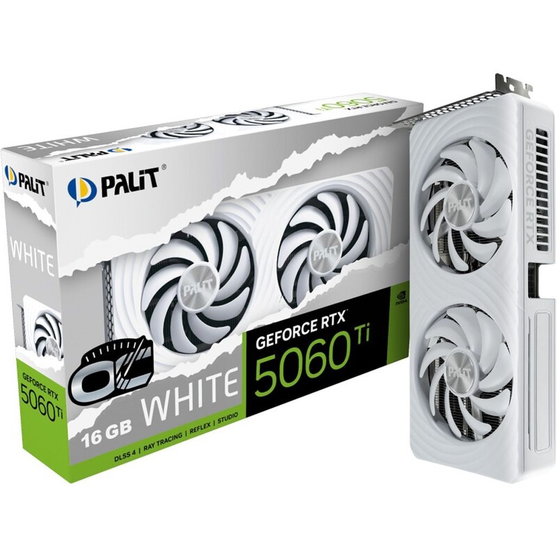 Відеокарта GF RTX 5060 Ti 16GB GDDR7 White OC Palit (NE7506TU19T1-GB2061M)