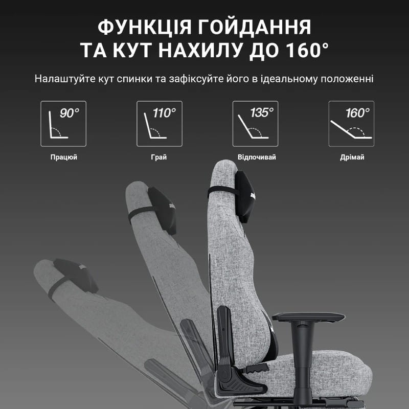Кресло для геймеров Anda Seat Luna Pro Size L Gray Fabric (AD18T-44-G-F)