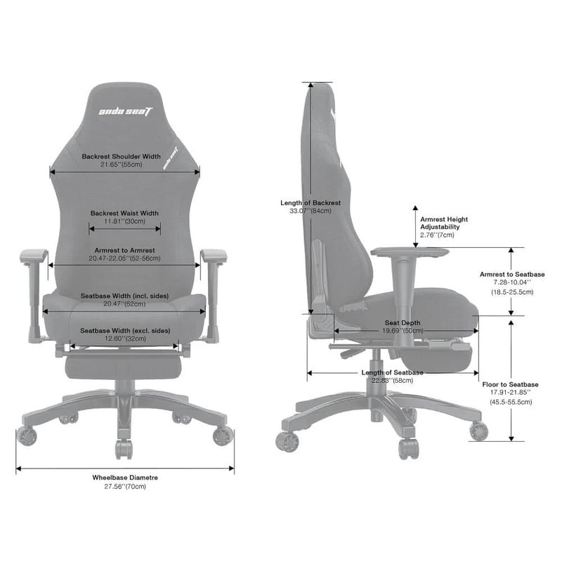 Кресло для геймеров Anda Seat Luna Pro Size L Gray Fabric (AD18T-44-G-F)