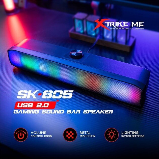 Акустическая система (саундбар) Xtrike Me LED RGB Black (SK-605)