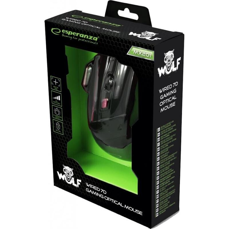 Мишка Esperanza EGM201R Wolf Black/Red USB