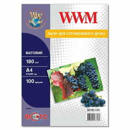 Фотопапiр WWM Photo матовий 180г/м2 A4 100л (M180.100)