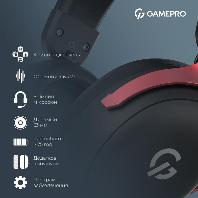 Гарнитура GamePro Asgard Freya Pro Black-Red (HSW201BR)