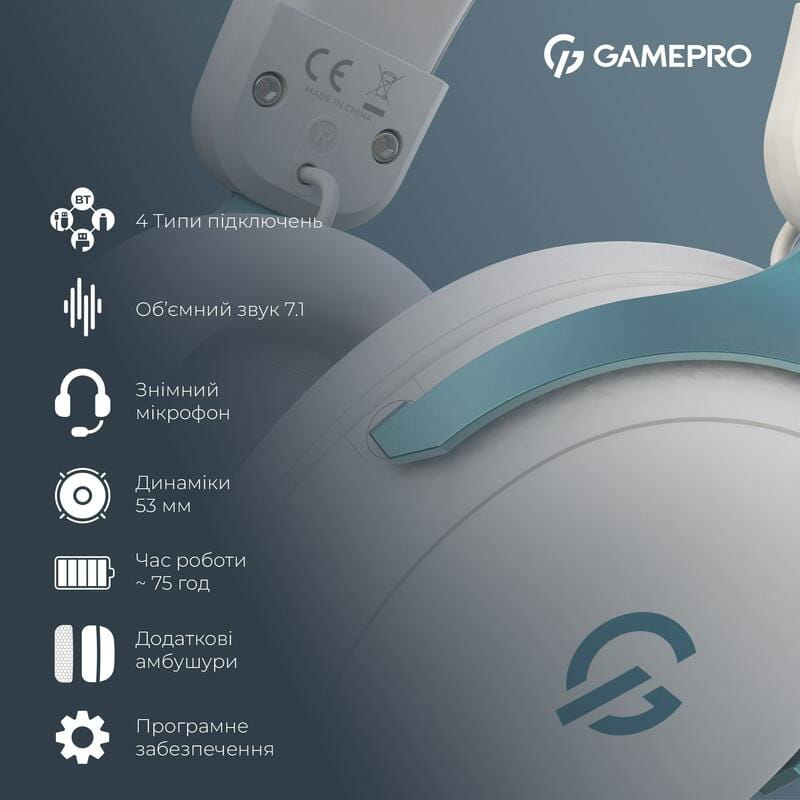 Гарнитура GamePro Asgard Freya Pro White-Blue (HSW201WB)