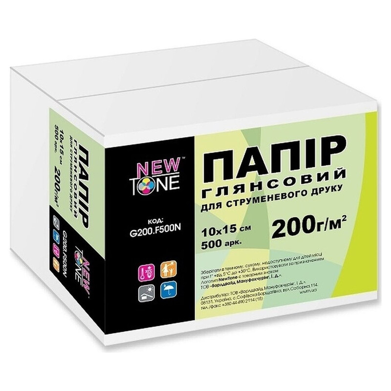 Фотопапiр NewTone глянсовий 200г/м2 10х15см 500л (G200.F500N)