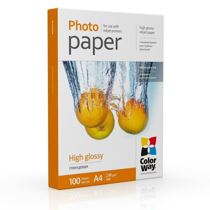 Фотопапір ColorWay глянцевий 230г/м2 A4 100 арк. (PG230100A4)
