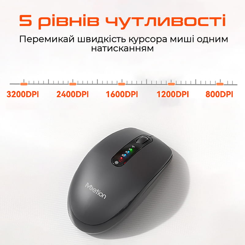 Миша бездротова Meetion BTM100R Black/Steel Gray (MT-BTM100R-A)