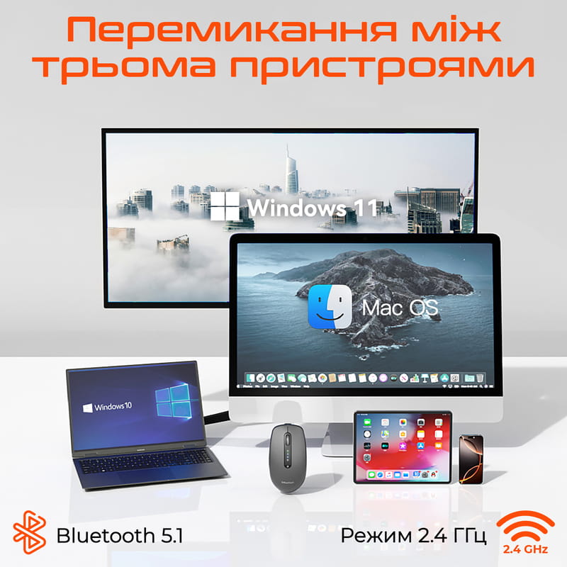 Миша бездротова Meetion BTM100R Black/Steel Gray (MT-BTM100R-A)