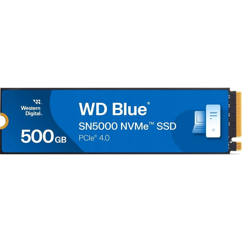 Накопитель SSD 500GB WD Blue SN5000 M.2 2280 NVMe PCIe 4.0 x4 3D TLC NAND (WDS500G4B0E)