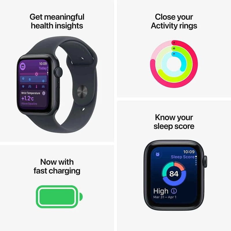 Смарт-годинник Apple Watch SE 3 GPS 44mm Midnight Aluminium Case with Midnight Sport Band - S/M (MEHN4RK/A)