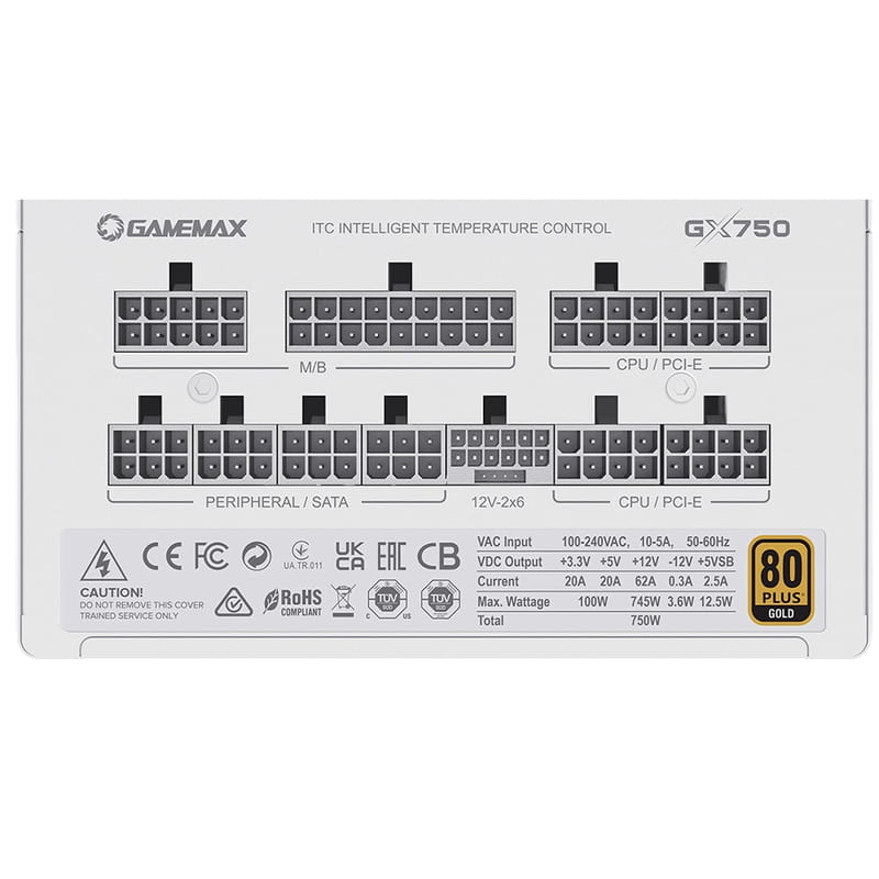 Блок живлення GameMax GX-750 Pro 750W White (ATX3.1 PCIe5.1)