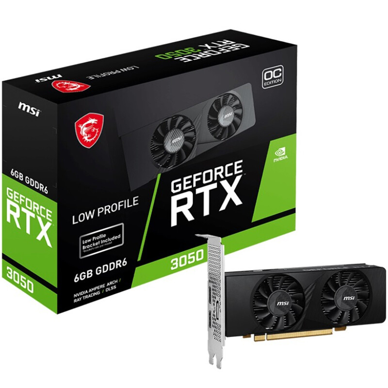 Відеокарта GF RTX 3050 6GB GDDR6 Low Profile E OC MSI (GeForce RTX 3050 LP E 6G OC)