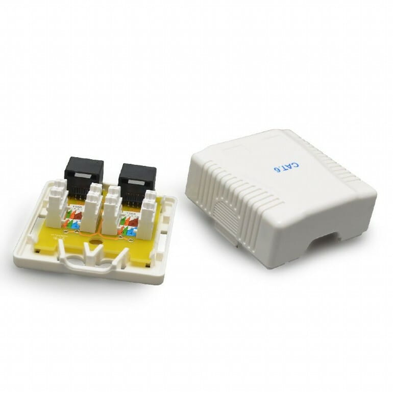 Розетка Cablexpert (NCAC-2F6-01) RJ-45, Cat6, зовнішня, біла