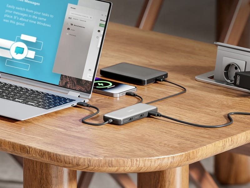 Док-станция Digitus DA-70915 (USB-C PD 100W/USB3.2х2/USB-C/RJ45/SD/MicroSD/2хHDMI)